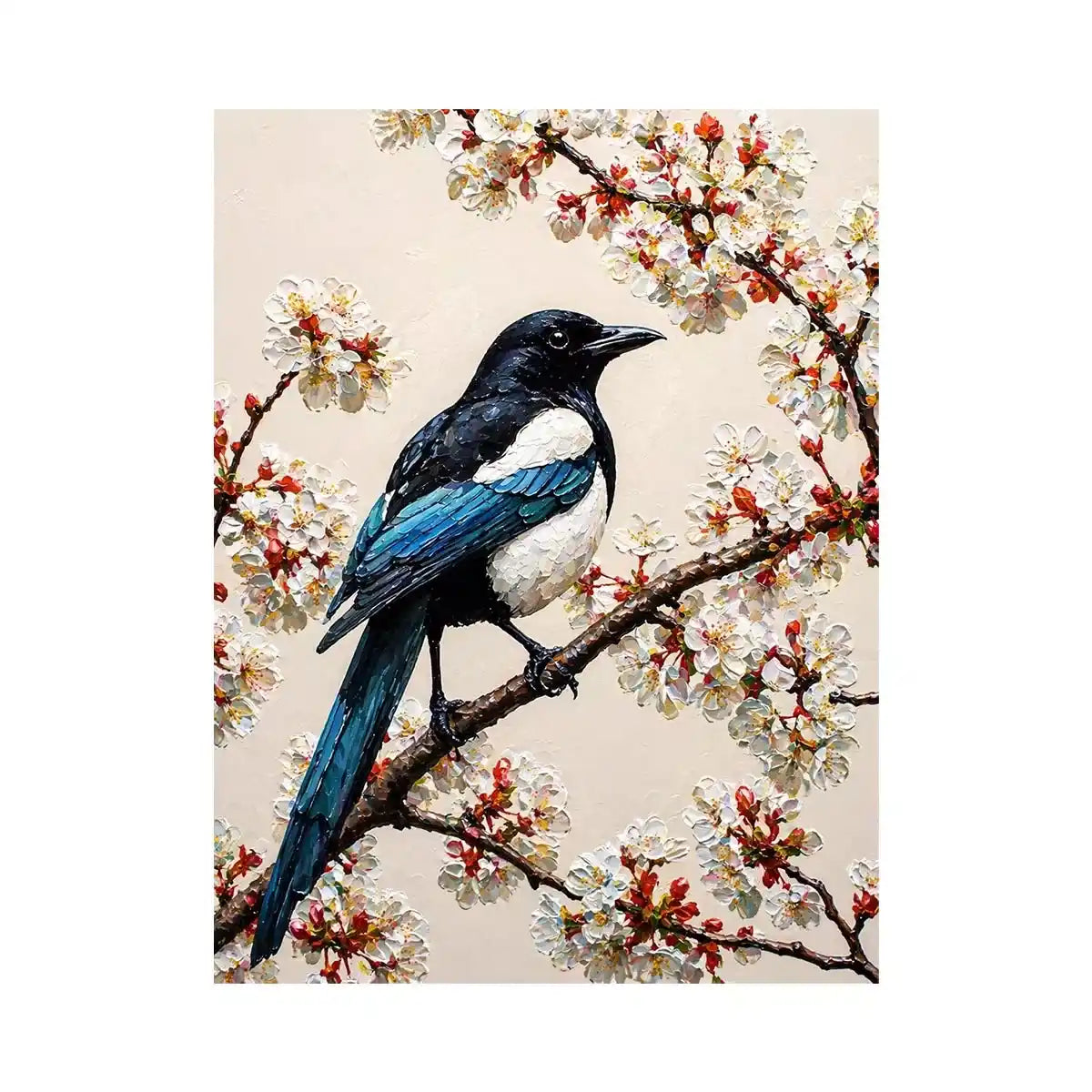 minimal bird blossom wall art canvas elegant floral branch painting neutral decor