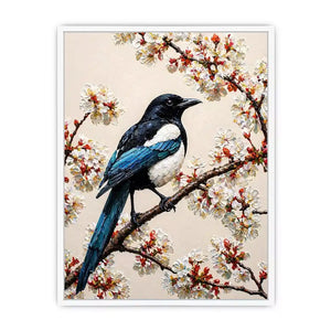 minimal bird blossom wall art canvas elegant floral branch painting neutral decor