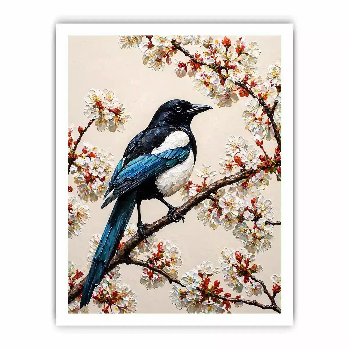 minimal bird blossom wall art canvas elegant floral branch painting neutral decor