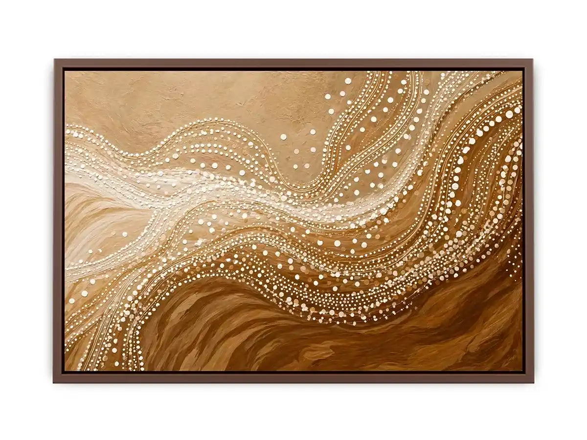 abstract wave dot wall art canvas neutral beige modern minimal decor