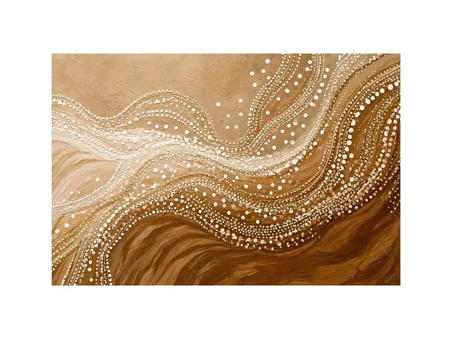 abstract wave dot wall art canvas neutral beige modern minimal decor