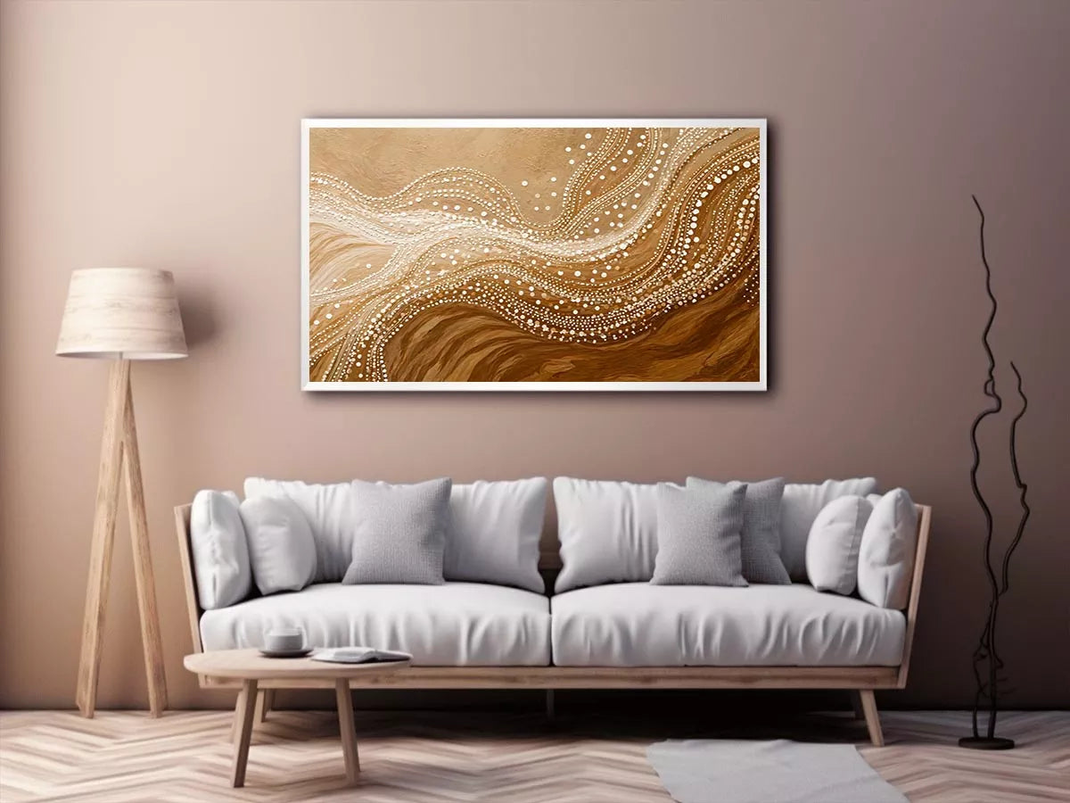 abstract wave dot wall art canvas neutral beige modern minimal decor