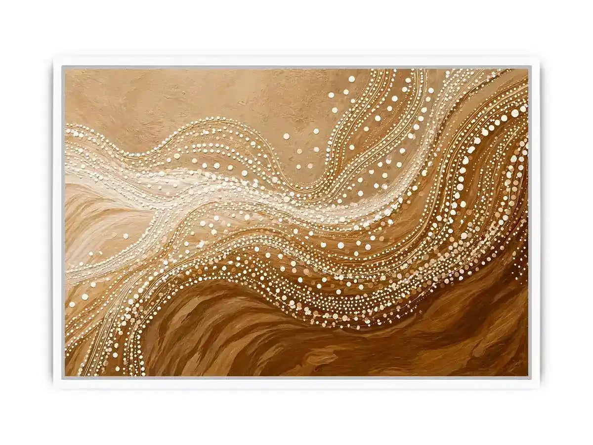 abstract wave dot wall art canvas neutral beige modern minimal decor