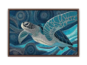 sea turtle ocean wall art canvas blue coastal marine decor abstract waves