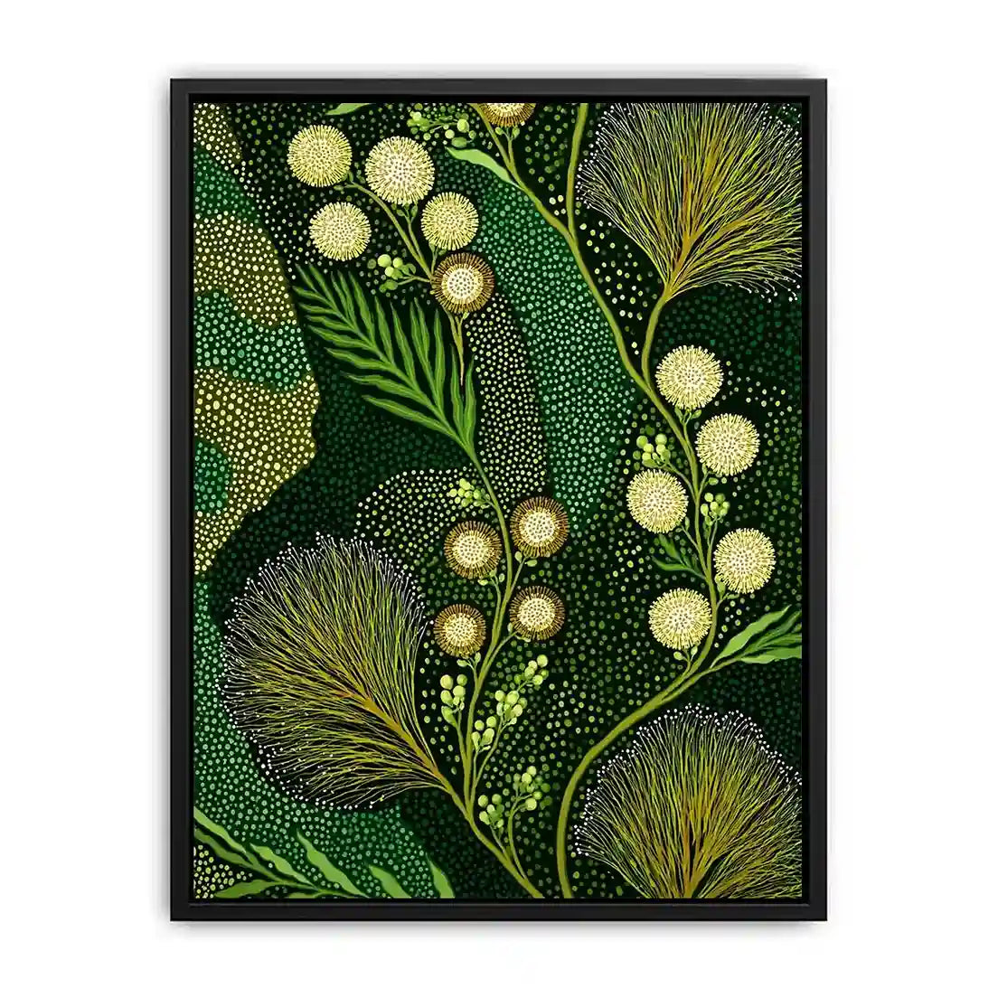 green botanical pattern wall art canvas leafy nature modern biophilic decor
