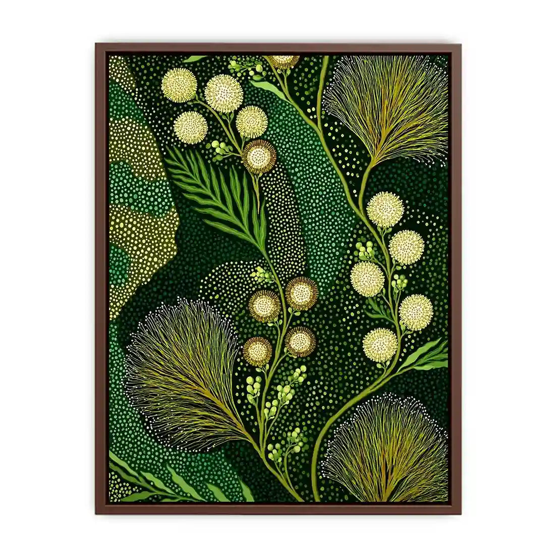 green botanical pattern wall art canvas leafy nature modern biophilic decor