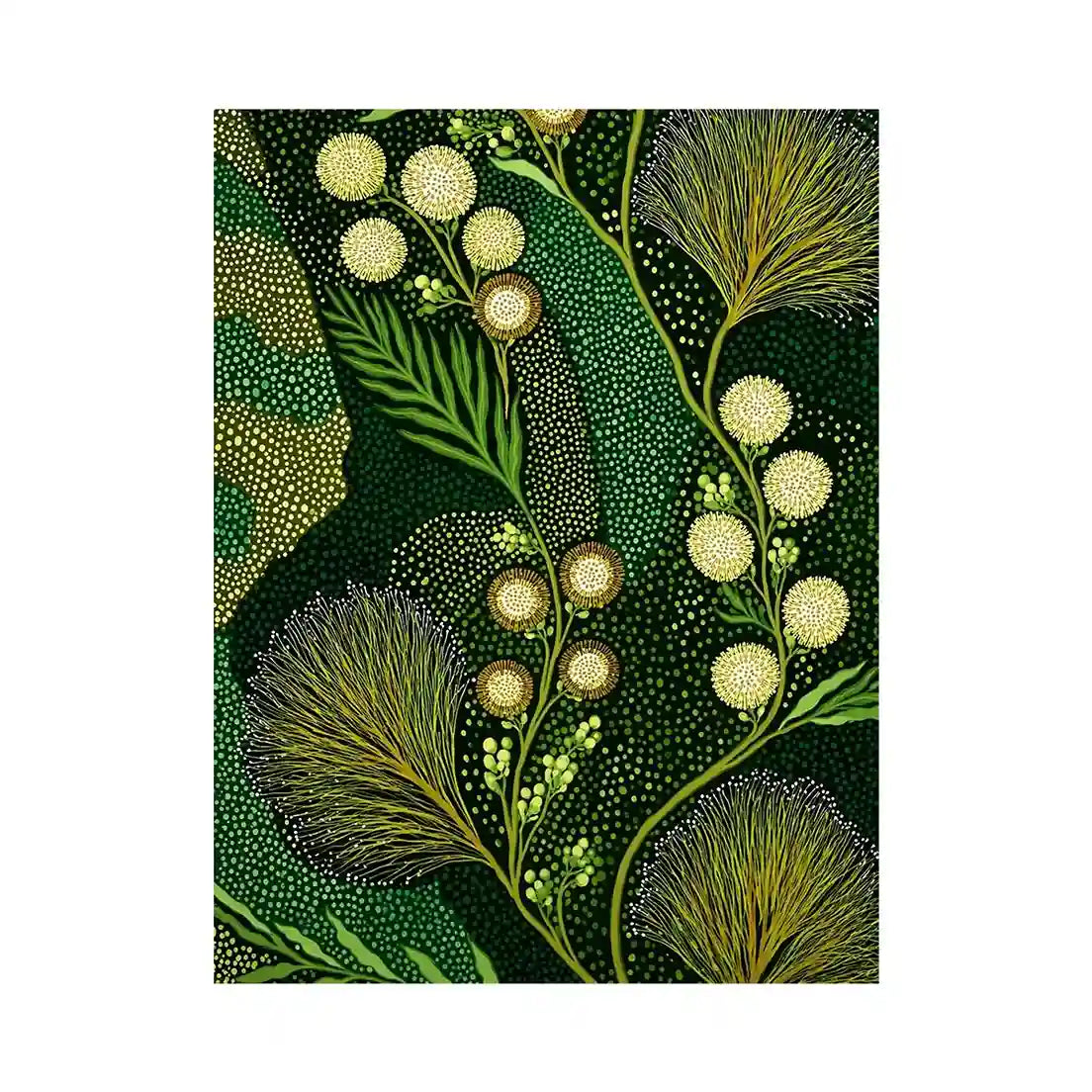 green botanical pattern wall art canvas leafy nature modern biophilic decor