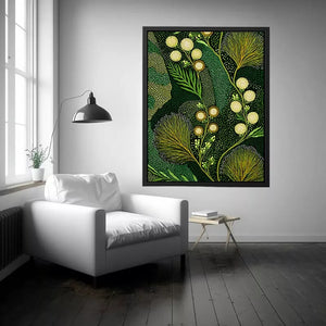 green botanical pattern wall art canvas leafy nature modern biophilic decor