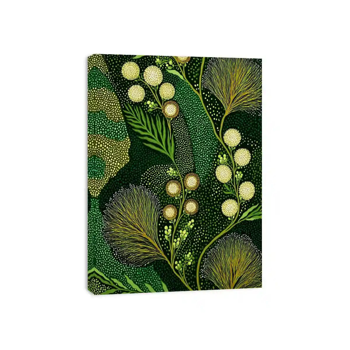 green botanical pattern wall art canvas leafy nature modern biophilic decor