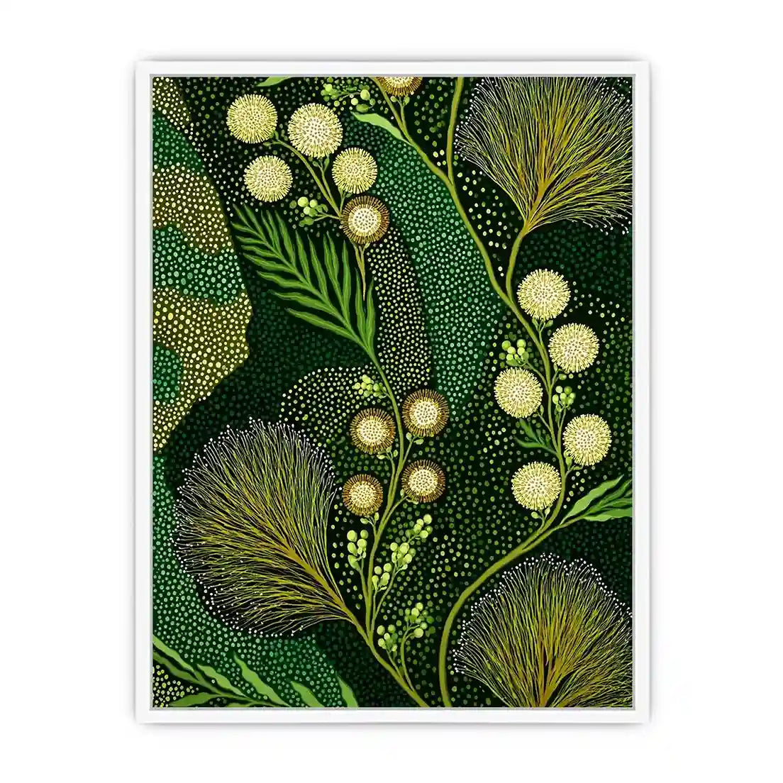 green botanical pattern wall art canvas leafy nature modern biophilic decor
