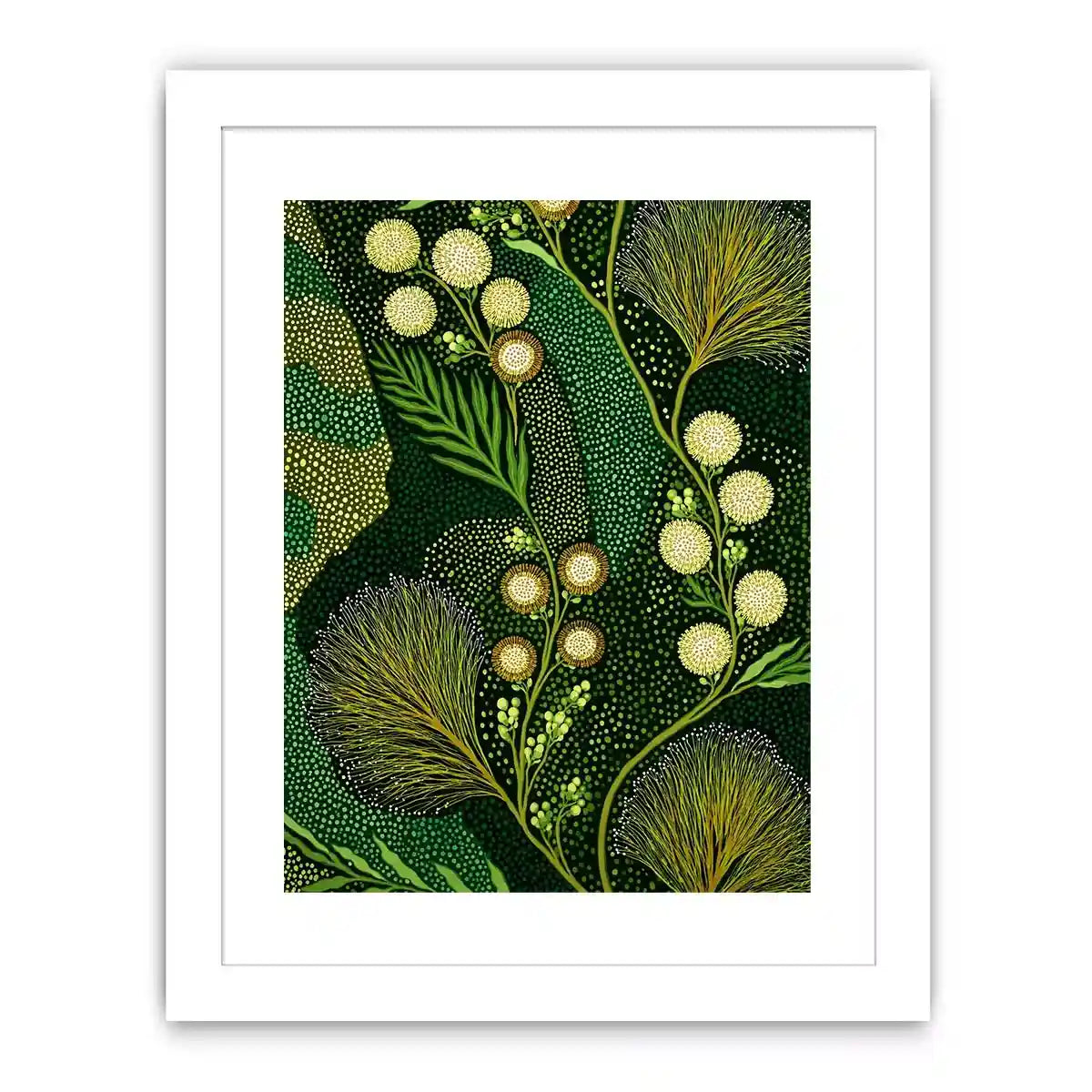 green botanical pattern wall art canvas leafy nature modern biophilic decor