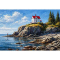 coastal lighthouse house wall art canvas ocean cliff landscape serene painting