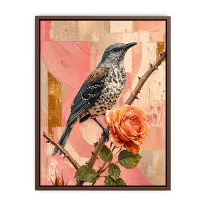 modern bird and rose wall art canvas floral botanical painting pink decor