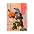 bird and rose wall art canvas floral botanical painting modern peach decor