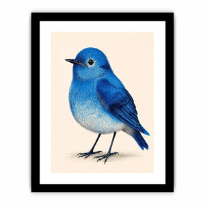 Minimalist blue bird illustration wall art, modern nature decor for stylish homes in New York, London, Sydney interiors