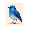 Minimalist blue bird illustration wall art, modern nature decor for stylish homes in New York, London, Sydney interiors