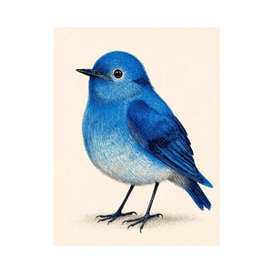 Minimalist blue bird illustration wall art, modern nature decor for stylish homes in New York, London, Sydney interiors