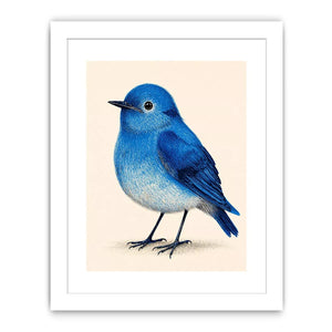 Minimalist blue bird illustration wall art, modern nature decor for stylish homes in New York, London, Sydney interiors