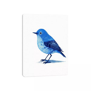 Minimalist blue bird illustration wall art with clean white background for modern homes in New York, London, Toronto interiors