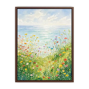 Soft wildflower meadow landscape wall art with pastel tones, calming decor for homes in Provence, California, Tuscany interiors