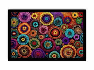 Colorful abstract dot pattern circles wall art, modern geometric canvas decor for homes in New York, London, Dubai interiors
