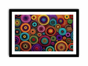 Colorful abstract dot pattern circles wall art, modern geometric canvas decor for homes in New York, London, Dubai interiors