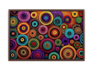 Colorful abstract dot pattern circles wall art, modern geometric canvas decor for homes in New York, London, Dubai interiors