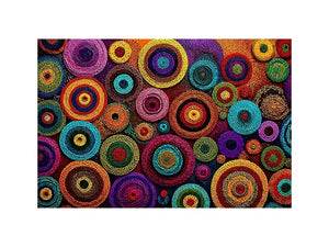 Colorful abstract dot pattern circles wall art, modern geometric canvas decor for homes in New York, London, Dubai interiors