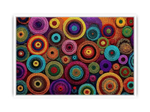 Colorful abstract dot pattern circles wall art, modern geometric canvas decor for homes in New York, London, Dubai interiors