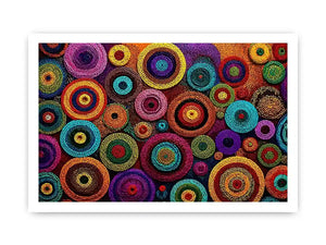 Colorful abstract dot pattern circles wall art, modern geometric canvas decor for homes in New York, London, Dubai interiors