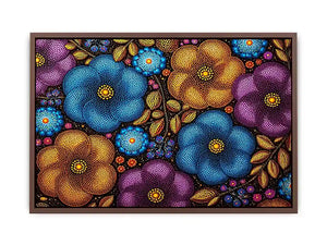 Colorful abstract floral dot pattern wall art, modern bold canvas decor for homes in New York, London, Dubai interiors