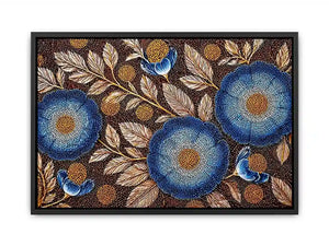Blue floral dot pattern botanical wall art, modern elegant decor for homes in Paris, London, New York interiors