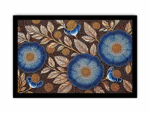 Blue floral dot pattern botanical wall art, modern elegant decor for homes in Paris, London, New York interiors