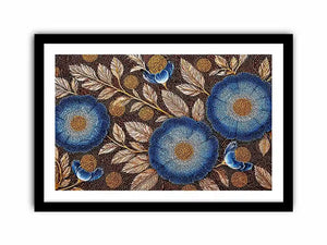 Blue floral dot pattern botanical wall art, modern elegant decor for homes in Paris, London, New York interiors