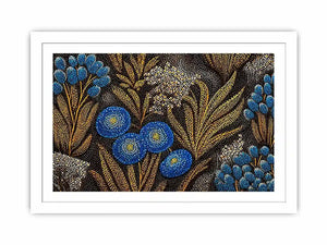 Blue and gold botanical dot pattern wall art, luxury modern decor for homes in New York, Paris, Dubai interiors