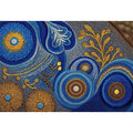 Blue and gold abstract dot pattern wall art, luxury modern decor for homes in New York, London, Dubai interiors