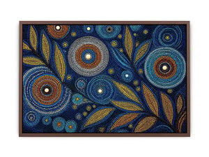 abstract blue gold dot painting, luxury botanical dot wall art, modern geometric dot canvas art, blue gold textured abstract artwork