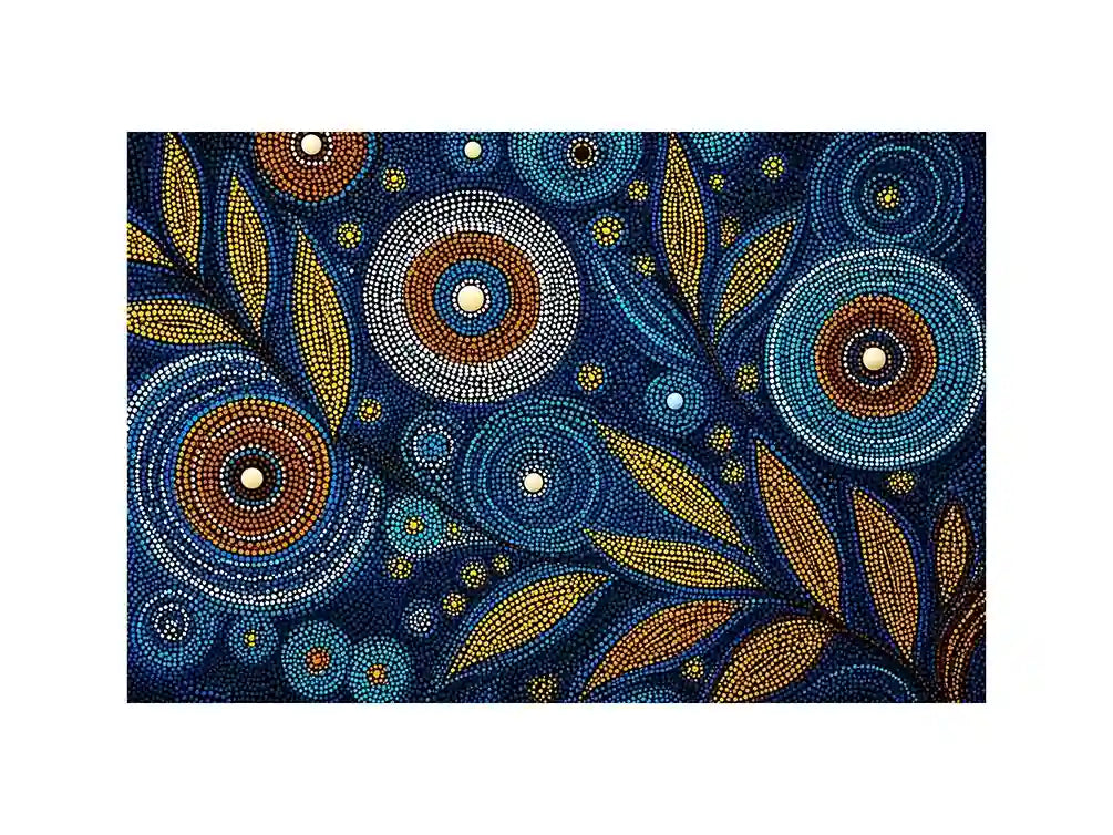 abstract blue gold dot painting, luxury botanical dot wall art, modern geometric dot canvas art, blue gold textured abstract artwork