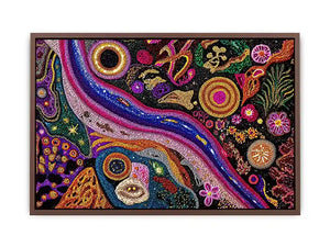 colorful abstract dot galaxy painting, vibrant cosmic dot wall art, modern abstract colorful canvas art, galaxy inspired dot artwork