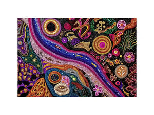 colorful abstract dot galaxy painting, vibrant cosmic dot wall art, modern abstract colorful canvas art, galaxy inspired dot artwork