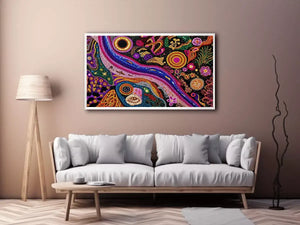 colorful abstract dot galaxy painting, vibrant cosmic dot wall art, modern abstract colorful canvas art, galaxy inspired dot artwork