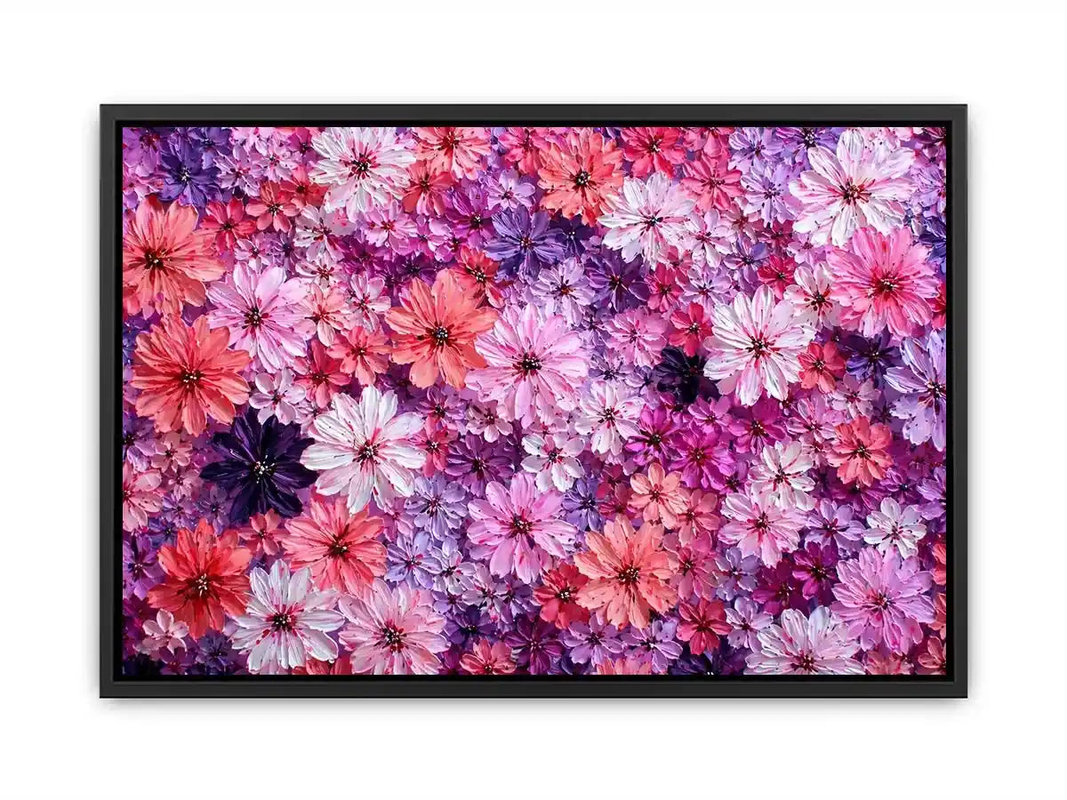 Abstract pink and purple floral blossoms textured painting pattern soft pastel flower wall art