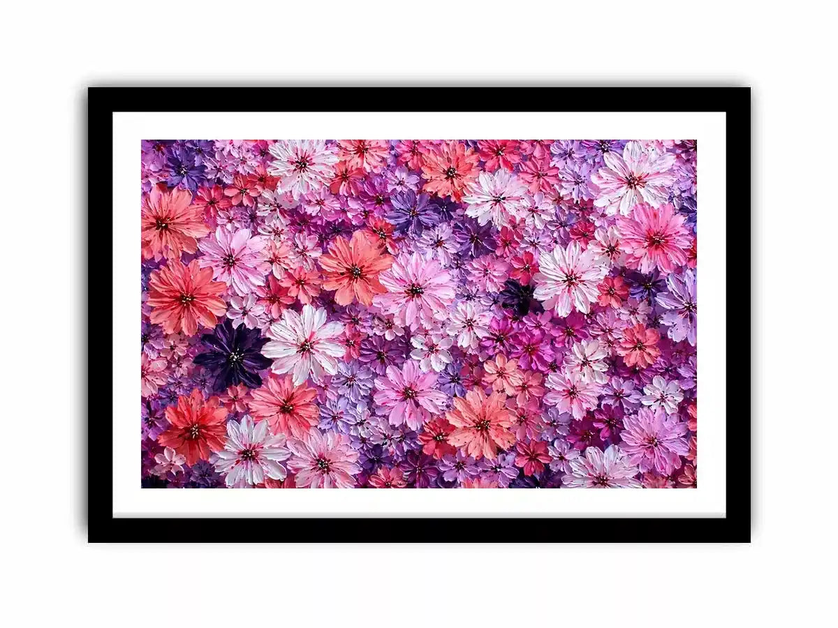 Abstract pink and purple floral blossoms textured painting pattern soft pastel flower wall art