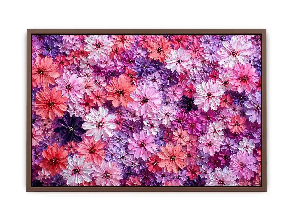 Abstract pink and purple floral blossoms textured painting pattern soft pastel flower wall art