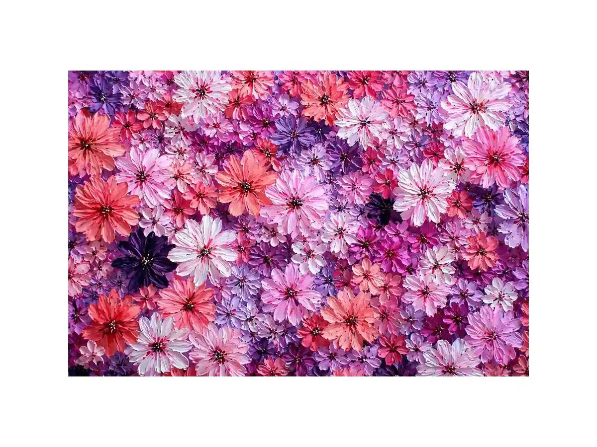 Abstract pink and purple floral blossoms textured painting pattern soft pastel flower wall art