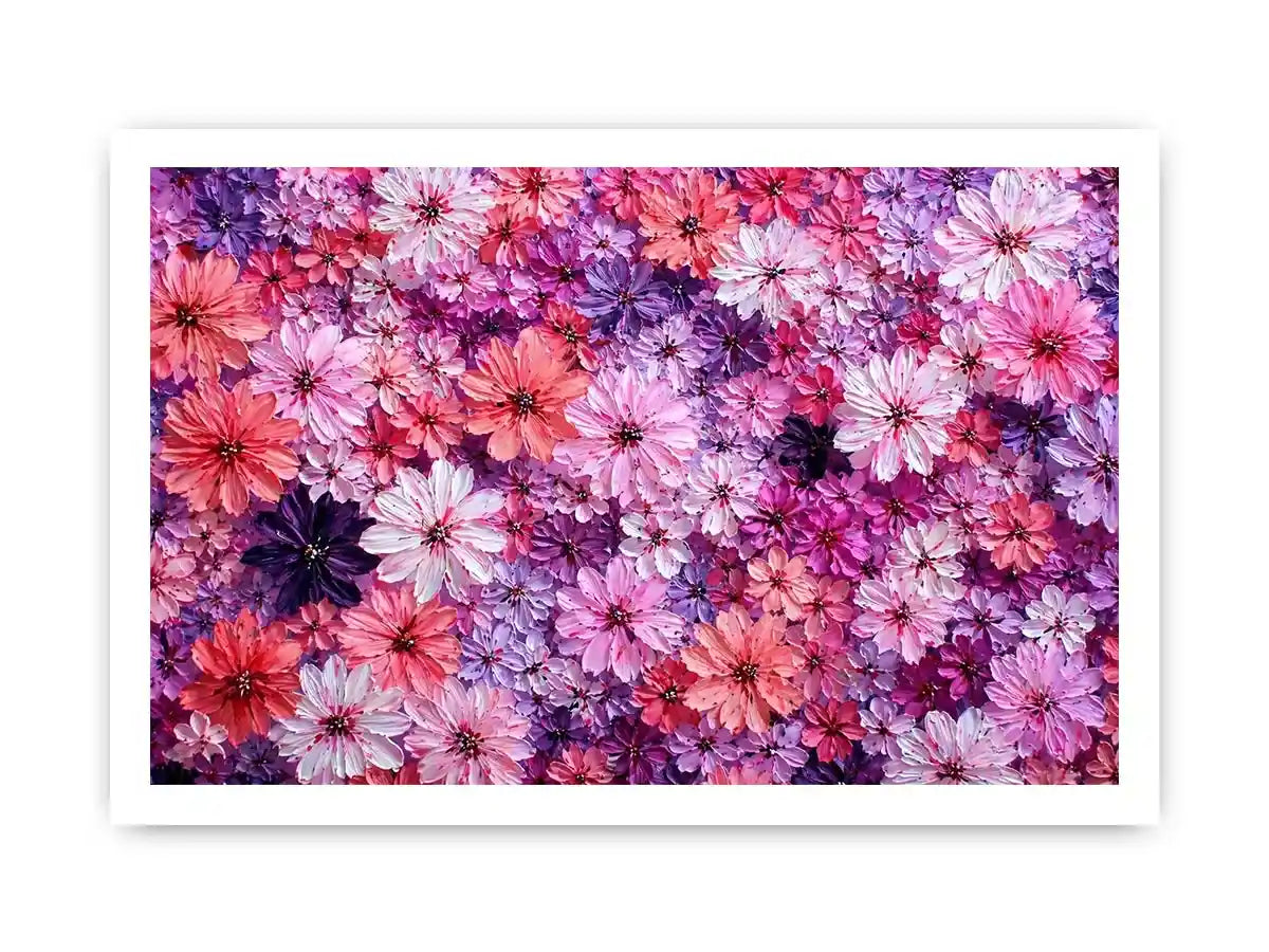 Abstract pink and purple floral blossoms textured painting pattern soft pastel flower wall art