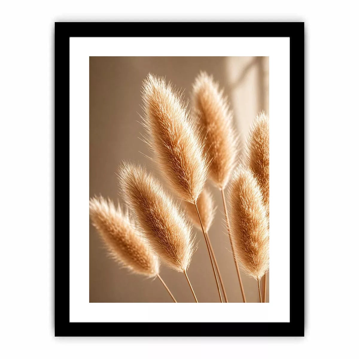 Minimal pampas grass in warm neutral tones soft beige botanical wall art photography