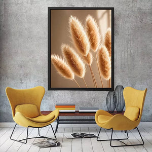 Minimal pampas grass in warm neutral tones soft beige botanical wall art photography