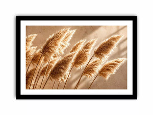 Warm neutral pampas grass wall art soft beige botanical photography minimal decor