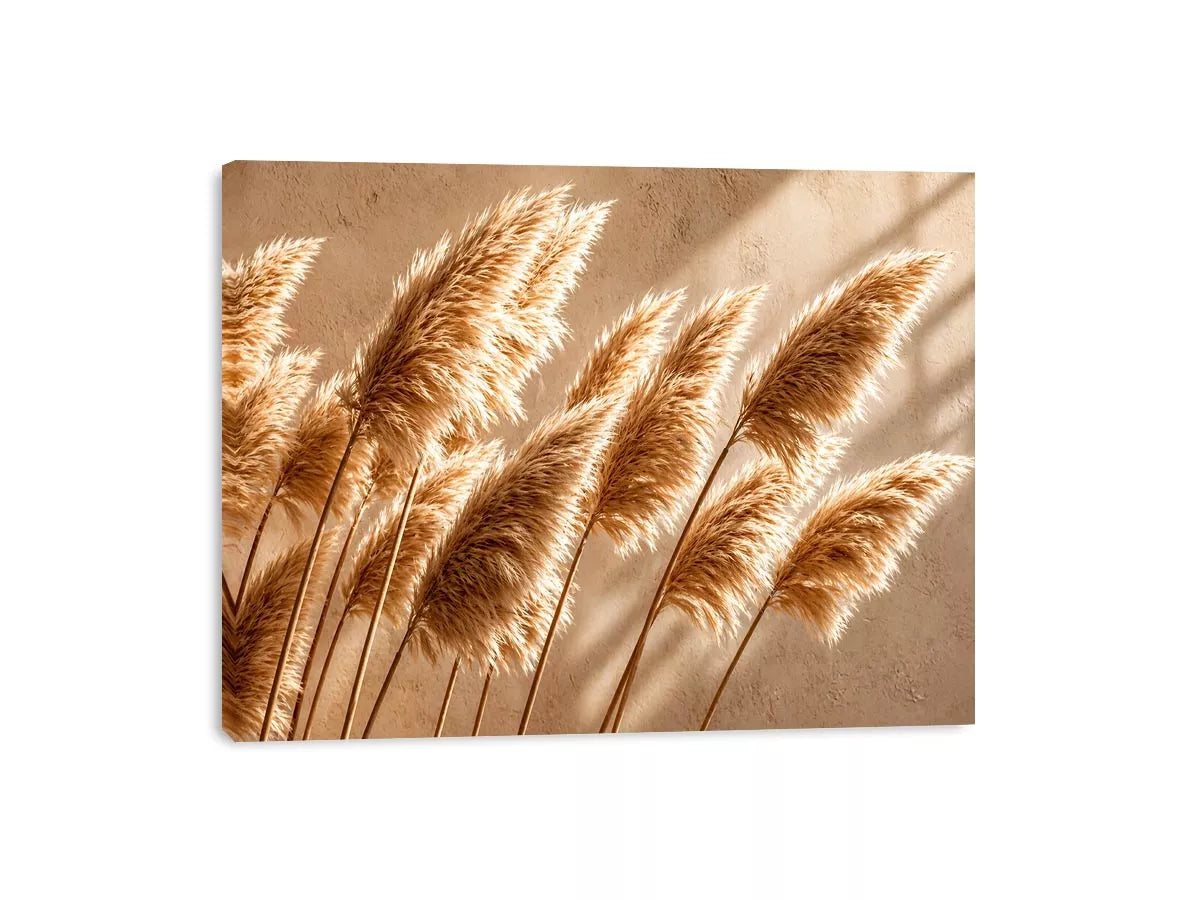 Warm neutral pampas grass wall art soft beige botanical photography minimal decor